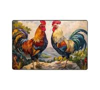 Area Rugs for Living Room Bedroom,Machine Washable 36"x24" Soft Fluffy Shaggy Bedside Rug, Indoor Floor Carpet for Kids,Dorms,Nursery Rooms,Home Decor - Rooster and Chicken Print