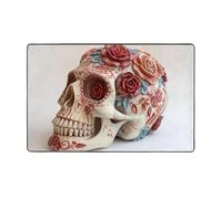 Area Rugs for Living Room Bedroom,Machine Washable 60x39 inch Soft Fluffy Shaggy Bedside Rug, Indoor Floor Carpet for Kids,Dorms,Nursery Rooms,Home Decor - Day of The Dead Sugar Roses Skull