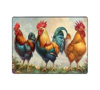 Area Rugs for Living Room Bedroom,Machine Washable 63x48 inch Soft Fluffy Shaggy Bedside Rug, Indoor Floor Carpet for Kids,Dorms,Nursery Rooms,Home Decor - Cute Rooster Chickens