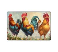 Area Rugs for Living Room Bedroom,Machine Washable 72"x48" Soft Fluffy Shaggy Bedside Rug, Indoor Floor Carpet for Kids,Dorms,Nursery Rooms,Home Decor - Cute Rooster Chickens