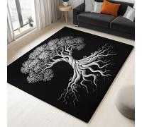 Area Rugs for Living Room Black Tree Of Life 120x180 cm Machine Washable Short Pile Rugs, Bedroom Floor Rug with Non-Slip Backing, Home Decor Aesthetic Carpet