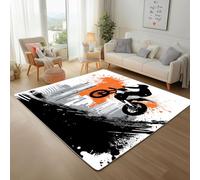 Area Rugs for Living Room Extreme Sports Motorcycle Bedroom Rugs Soft Modern 150x210cm Washable Non Slip Rug Short Pile Floor Mats and Rug Abstract Graffiti Building Carpet for Dining Room Office