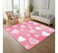 Area Rugs for Living Room Geometric Heart Texture Bedroom Rugs Soft Modern 150x210cm Washable Non Slip Rug Short Pile Floor Mats and Rug Painted Graffiti Hearts Carpet for Dining Room Office