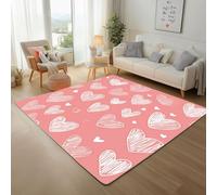 Area Rugs for Living Room Painted Graffiti Hearts Bedroom Rugs Soft Modern 200x300cm Washable Non Slip Rug Short Pile Floor Mats and Rug Red Geometric Hearts Carpet for Dining Room Office