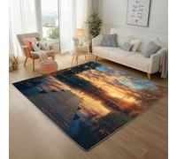 Area Rugs for Living Room Sunset Dusk Nature Scenery Bedroom Rugs Soft Modern 200x300cm Washable Non Slip Rug Short Pile Floor Mats and Rug Lakeside Sunset Scenery Carpet for Dining Room Office