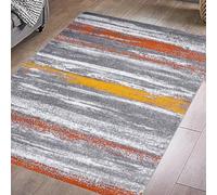 Area Rugs for Living Room, Washable,Orange Yellow Grey White Abstract Modern Design,Orange,120 x 180 cm,Low Pile Rug for Bedroom Dining Room Decoration Indoor Floor Carpet,