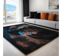Area Rugs Hd Photography Python Portrait, Fluffy Rugs Living Room - Soft Modern Carpet, 180 x 240 cm Suitable for Indoor/Outdoor Front Door Entryway Office Dorm Use Non-Slip Carpet Black
