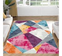Area Rugs Home Decor,multicoloured,100 x 160 cm,Black Purple Red Orange Yellow Blue,Low Pile Carpet Non-Shedding Rug for Kitchen Dining Table