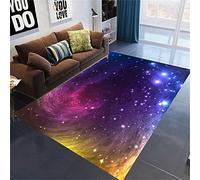 Area Rugs Large Size Living Room Carpet 3D Galaxy Planet Purple Blue Men's Bedroom Decorative Floor Mats Non-slip Cosmic Starry Sky Play Area Carpet Running Gymnastics Mat (Yellow,160 x 200 cm)