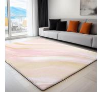 Area Rugs Living Room 120 x 180 cm, Dining Room, Lounge, Kitchen, Bedroom Elegant And Smooth Marble Rug, Soft Luxurious Easy Care Short Pile Large Rug, Pink Gold