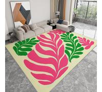 Area Rugs Living Room 140 x 200 cm Cartoon Leaf Pattern Machine Washable Non-Slip Rug, Durable Faux Wool Carpet for Bedroom, Kitchen Office Dining Room Indoor Carpet Low Pile, Yellow