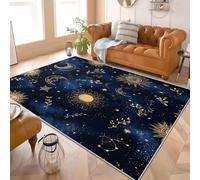 Area Rugs Living Room 140x200 cm Simple Starry Sky Theme Super Soft Non Shedding Carpet for Bedroom Modern Kitchen Carpet Dark Blue Hallway Kids Room Small Floor Rug Easy Care