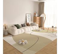 Area Rugs Living Room 200 x 250 cm Large Rug Short Pile Soft Carpet for Bedroom Anti-Slip Carpets Abstract lines brown
