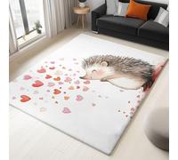 Area Rugs Living Room 60 x 110 cm, Dining Room Lounge Kitchen Bedroom - Watercolor Cartoon Hedgehog Rug, Soft Easy Care Low pile carpet, Machine Washable Non Slip Rug White
