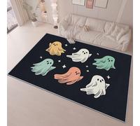 Area Rugs Living Room 60 x 110 cm Retro Cute Ghosts Carpet Short Pile Rugs, Machine Washable Anti Slip Thin Carpets, Easy Care for Boys Bedroom Dining Room Dark Blue