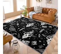 Area Rugs Living Room 60x90 cm Dark Gothic Skull Raven Super Soft Non Shedding Carpet for Hallway Kids Room Small Floor Rug Black Bedroom Modern Kitchen Carpet Easy Care