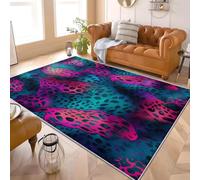 Area Rugs Living Room 80x150 cm Abstract Leopard Print Vibrant Colors Super Soft Non Shedding Carpet for Bedroom Modern Kitchen Carpet Blue Purple Hallway Kids Room Small Floor Rug Easy Care