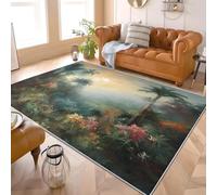 Area Rugs Living Room 80x150 cm Artistic Tropical RainJungle Painting Super Soft Non Shedding Carpet for Bedroom Modern Kitchen Carpet Green Hallway Kids Room Small Floor Rug Easy Care
