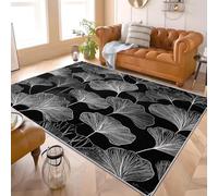 Area Rugs Living Room 80x150 cm Plant Ginkgo Leaf Pattern Super Soft Non Shedding Carpet for Bedroom Modern Kitchen Carpet Black Hallway Kids Room Small Floor Rug Easy Care