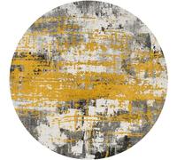 Area Rugs Living Room Bedroom Home Decor,black-gray,Round ø 90 cm,Black Grey White Orange Bright Yellow Abstract Modern Contemporary Design