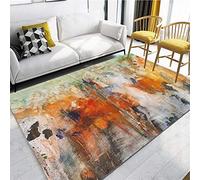 Area Rugs Living Room Bedroom Modern Nordic watercolor orange abstract oil painting Contemporary Pattern Outdoor Indoor Durable Utility Hallway Carpet 140x200CM
