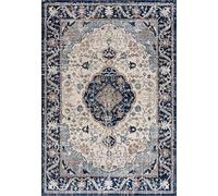 AREA RUGS LIVING ROOM EXTRA LARGE SMALL SOFT SHORT PILE CLASSIC MOROCCAN BEDROOM HALLWAY RUNNER CARPET BORDERED TRADITIONAL DESIGN NEW NAVY BLUE (200 x 290 cm)