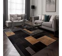 Area Rugs Living Room Geometric Modern Plaid Black Grey Brown Beige Orange Washable Non Slip Soft Short Pile High Dense Stain Resistant For Bedroom Lounge Sofa Dining Floor Mat (Colour 1,120x160cm)