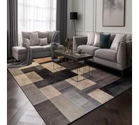 Area Rugs Living Room Geometric Modern Plaid Black Grey Brown Beige Orange Washable Non Slip Soft Short Pile High Dense Stain Resistant For Bedroom Lounge Sofa Dining Floor Mat (Colour 6,160x230cm)