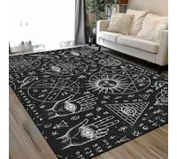 Area Rugs Living Room Large Abstract seamless hand drawn ominous goat head all seeing 160x230 cm Washable Vintage Soft Rug Modern Non Slip Floor Carpet Mat for Kids Bedroom Kitchen Dining Room