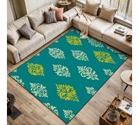 Area Rugs Living Room Large daemas free emerald green color contrasted 120x170 cm Washable Vintage Soft Rug Modern Non Slip Floor Carpet Mat for Kids Bedroom Kitchen Dining Room