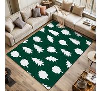 Area Rugs Living Room Large forest seamless ivory tree silhouettes dark emerald 120x170 cm Washable Vintage Soft Rug Modern Non Slip Floor Carpet Mat for Kids Bedroom Kitchen Dining Room
