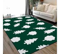Area Rugs Living Room Large forest seamless ivory tree silhouettes dark emerald 160x230 cm Washable Vintage Soft Rug Modern Non Slip Floor Carpet Mat for Kids Bedroom Kitchen Dining Room