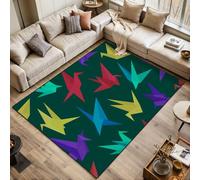 Area Rugs Living Room Large modern abstract origami paper cranes seamless dark 120x170 cm Washable Vintage Soft Rug Modern Non Slip Floor Carpet Mat for Kids Bedroom Kitchen Dining Room