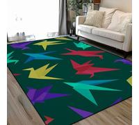 Area Rugs Living Room Large modern abstract origami paper cranes seamless dark 160x230 cm Washable Vintage Soft Rug Modern Non Slip Floor Carpet Mat for Kids Bedroom Kitchen Dining Room