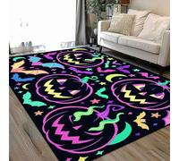 Area Rugs Living Room Large Seamless Halloween smiling evil pumpkins bats 160x230 cm Washable Vintage Soft Rug Modern Non Slip Floor Carpet Mat for Kids Bedroom Kitchen Dining Room