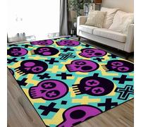 Area Rugs Living Room Large Skull funky boys girls apparel modern print painting 160x230 cm Washable Vintage Soft Rug Modern Non Slip Floor Carpet Mat for Kids Bedroom Kitchen Dining Room