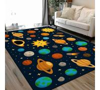 Area Rugs Living Room Large Solar System Seamless Planets Sun Stars Comets 160x230 cm Washable Vintage Soft Rug Modern Non Slip Floor Carpet Mat for Kids Bedroom Kitchen Dining Room