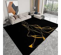 Area Rugs Living Room, Printed Rugs for Child Bedroom 160 x 230 cm -Non Shedding Abstract Female Lines Fashion Floor Carpet Cozy Soft Nonslip Geometric Mat Rug Black