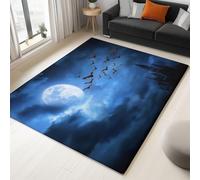 Area Rugs Machine Washable Carpets, with TPR Non Slip Backing Foldable Floor Mat, 2.6x5 Soft Short Pile, Full Moon Bats Castle Mystery Animals, Rug for Girls Bedroom, Kitchen Kids Playroom Decor