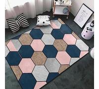 Area Rugs Modern Carpets Living Room Rug, 3D Navy Blue And Pink Geometric Hexagons Soft Short Medium Pile Rugs Non Shedding Anti Slip Washable Floor Mats For Bedroom Kids Room Decor 100 X 15-0Y3C/P9