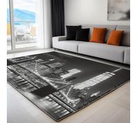 Area Rugs Modern Urban Landscape Architecture 60 x 90 cm Rug Home Machine Washable carpet Soft Short Pile Non-Shedding Grey, for Living room, Bedroom, Office and Indoor Decoration