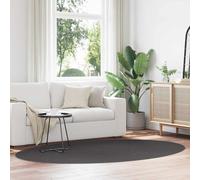 Area Rugs Oval HUARTE Anthracite 160 x 230 cm 100% Polyester