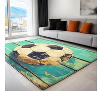 Area Rugs Retro Football Wood Grain Nostalgia 60 x 90 cm Rug Home Machine Washable carpet Soft Short Pile Non-Shedding Teal, for Living room, Bedroom, Office and Indoor Decoration