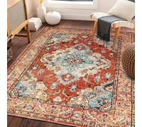 Area Rugs,Retro Home Decor Red Orange Yellow Blue Green,Multicoloured,150 x 150 cm, Washable Rugs for Living Room Bedroom Teen Room Dorm Home Office Decor