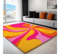 Area Rugs Retro Style Abstract Swirl Pattern 80 x 150 cm - Living Room Dining Floor Kitchen Easy Care Pile Washable Rug, for Front Door Bedroom Entryway Office Dorm, Multi Color