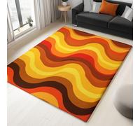 Area Rugs Retro Wavy Lines, Fluffy Rugs Living Room - Soft Modern Carpet, 120 X 170 Cm Suitable For Indoor/Outdoor Front Door Entryway Office Dorm Use Non-Slip Carpet Orange Color