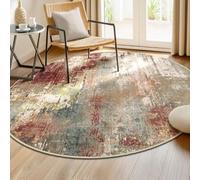 Area Rugs Round Carpet for Sofa Dining Room Children's teen's room dorm Indoor,Modern Abstract Design conservatory Decoration, Red,ø 170 cm