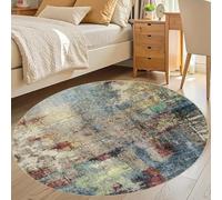 Area Rugs Round, Indoor decorations floor protection home office living room bedroom,Beige Grey Multicolour Abstract Modern Home Decor, Red,ø 110 cm