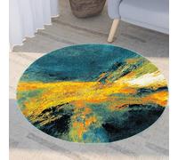 Area Rugs Round, Round Rug Living Room Carpet Floor Carpets Bedroom,Teal Blue Abstract Design Modern Print Decor,Colourful,ø 100 cm