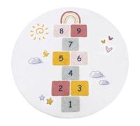 Area Rugs Round, short pile Carpet for Sofa Living Room Bedroom Home office Decor, Modern Clouds Animals Numbers Plaid Pattern Reading Corner Decoration,Red,ø 140 cm